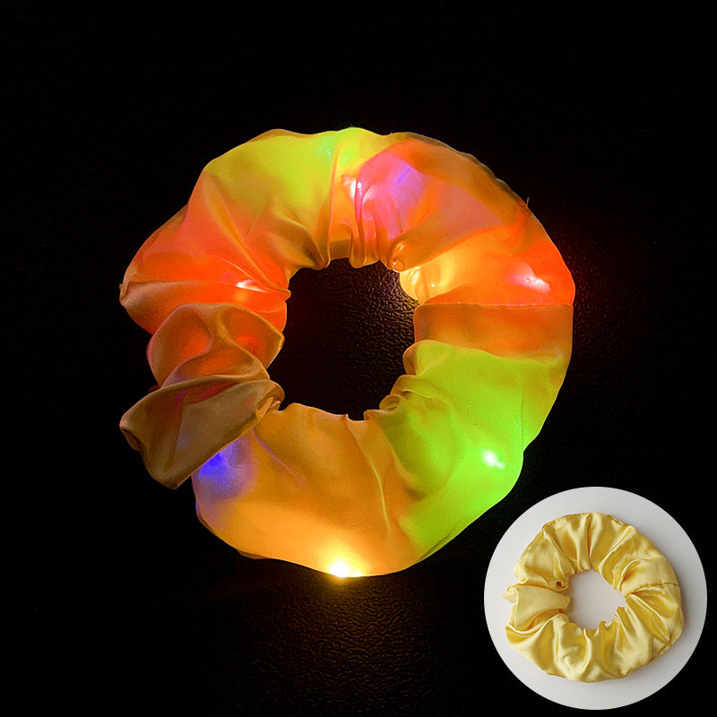 Wholesale Led Luminous Large Intestine Hair Ring DIY Night Light Flower Shiny Fat Intestine Head Rope Nightclub Rubber Band Hair Accessories